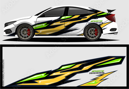 Sport car racing wrap design. vector design as11.eps