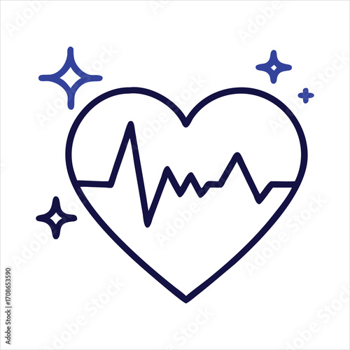 Heart with heartbeat representing cardiovascular health