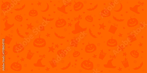 Halloween seamless background with bats and pumpkin. Good for textile fabric design, wrapping paper, website wallpapers, textile, wallpaper and apparel. vector illustration