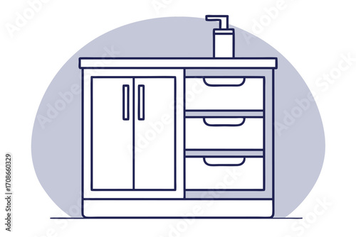 Bathroom Vanity with Doors and Drawers and a Soap Dispenser bathroom cabinet sink cabinet