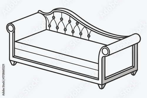 Elegant Tufted Chaise Lounge With Rolled Arms sofa couch