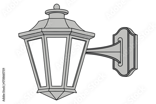 Gray Outdoor Wall Mounted Lantern with Hexagonal Glass Panels light lighting
