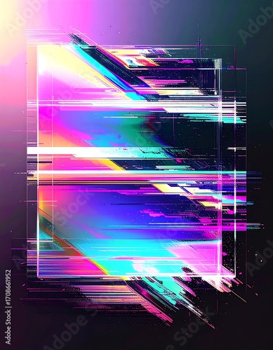Abstract digital art with vibrant colors and glitch effect