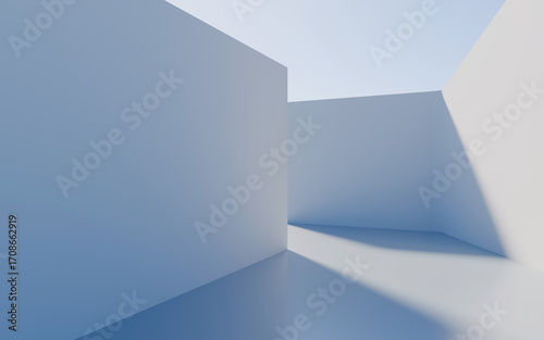 Wallpaper Mural White abstract architecture background, 3d rendering. minimalist, futuristic architectural design with an empty space. Blue Sky, Abstract Geometric Shapes, Bright Light, Creative Background Torontodigital.ca