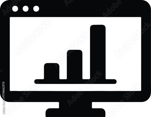 Computer screen showing statistical graphs and charts vector illustrator