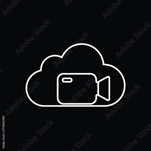 Cloud video recording technology symbol minimal linear design vector illustrator