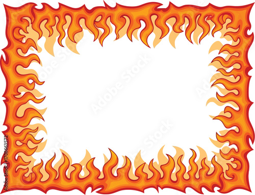 Flame border fire frame vector graphic design element