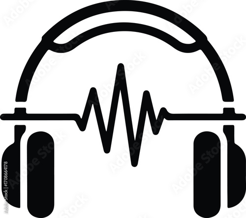 Headphones and audio wave represent sound music vector illustrator
