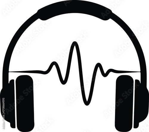 Headphones with sound wave graphic design vector illustrator