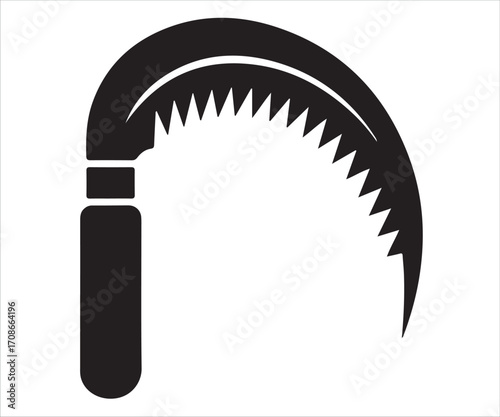 Sickle black silhouette vector illustration isolated on white background