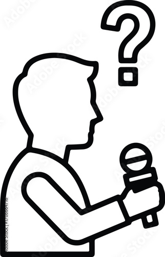 Man asks question with microphone in hand vector illustrator