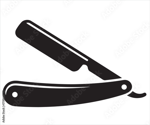 Straight razor black silhouette vector illustration isolated on white background