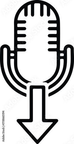 Microphone arrow line icon podcast download symbol vector illustrator