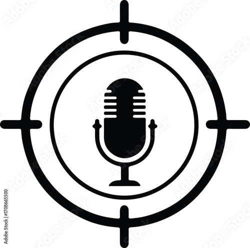 Microphone inside target mark simple black vector illustrator