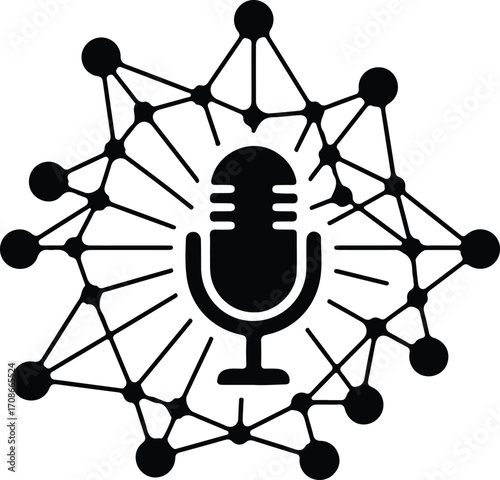 Microphone network icon podcasting technology vector illustrator