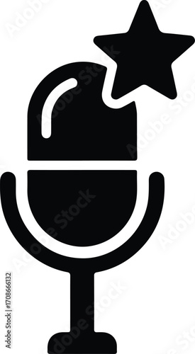 Microphone with star icon simple audio recording vector illustrator