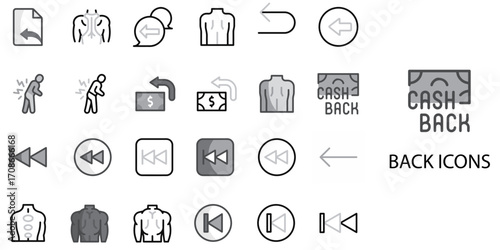 Back simple concept 24 Grew color icons set .Vector illustration.