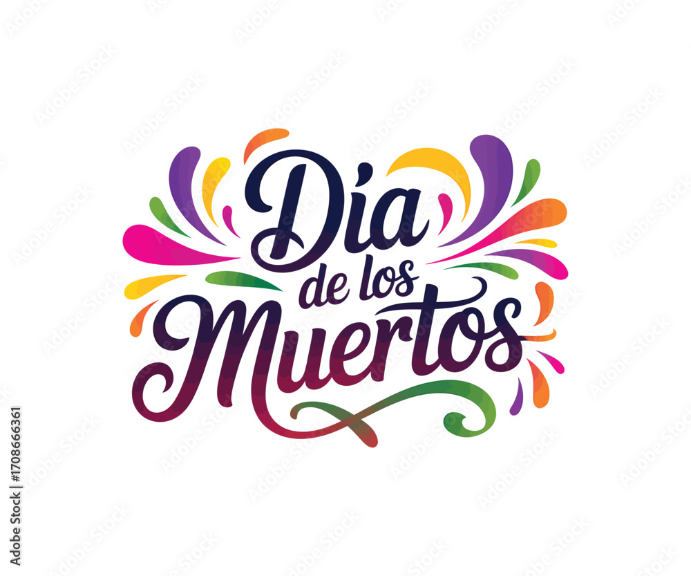 Obraz premium Dia de los Muertos colorful lettering with decorative elements