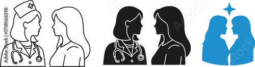 Two women, one a medical professional, facing each other with a sense of connection and care.