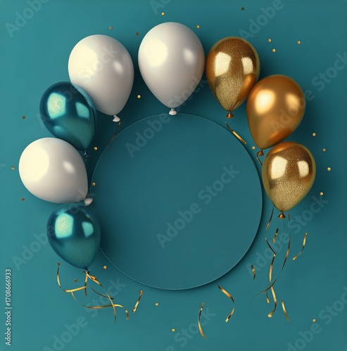 Colorful Balloons Create a Festive Scene for Celebration on a Blue Background...