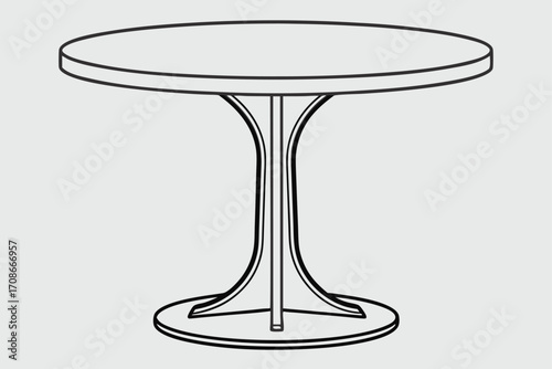 Line Drawing of a Round Table with a Pedestal Base furniture dining