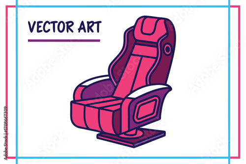 Modern Pink Massage Chair with Armrests and Swivel Base Vector Art recliner armchair