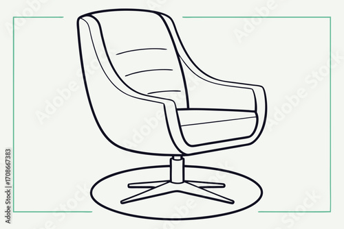 Modern Swivel Armchair With Star Base And Green Border furniture interior