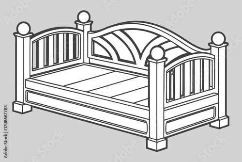 Ornate Wooden Daybed With Decorative Headboard And Footboard furniture