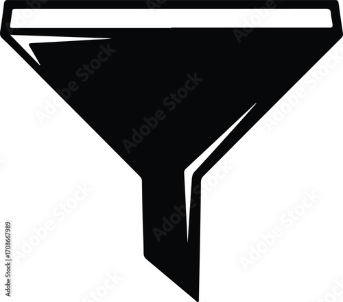 Simple black funnel for liquid or material transfer vector illustrator