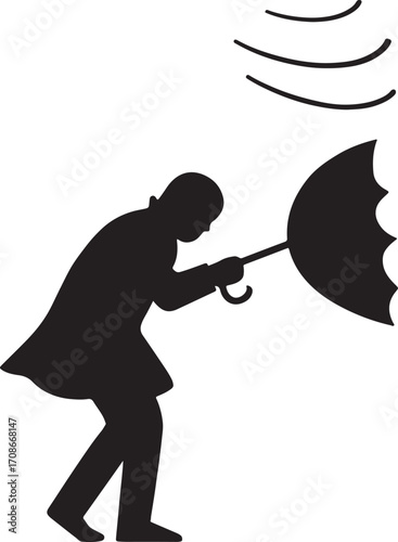 Wind silhouette vector, abstract flowing air and breeze icon for weather, nature, and design projects.