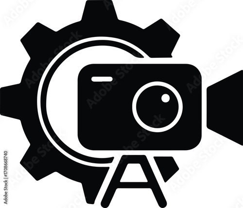 Video camera camcorder with gear vector illustrator