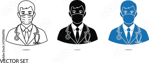 Medical professional wearing a protective face mask and stethoscope, representing healthcare and safety