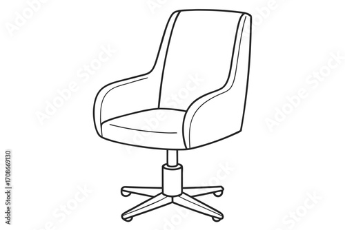 Outline Drawing of an Office Swivel Chair with Casters office chair desk chair