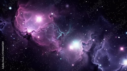 Deep space nebula with glowing clouds and stars