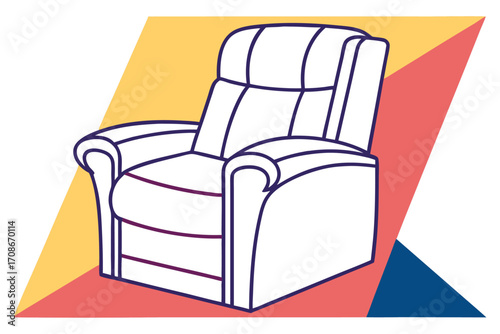 Recliner armchair illustration on abstract geometric background furniture interior