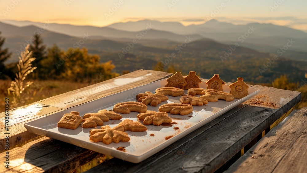 Fototapeta premium Symbolic House-Shaped Cookies for a Real Estate Developer or Home Builder's Thanksgiving Commercial