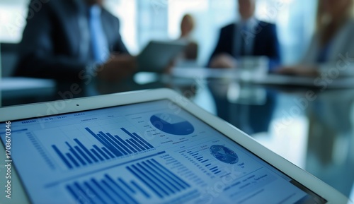 Business Professionals Analyzing Data in a Modern Conference Room During a Me...