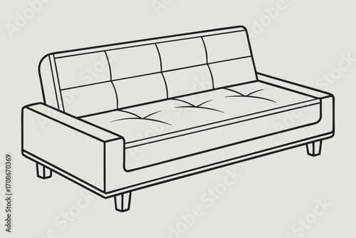 Simple Line Art Illustration of a Modern Sofa on a Light Gray Background couch furniture