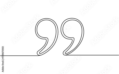 Minimalist line drawing of a quotation mark
