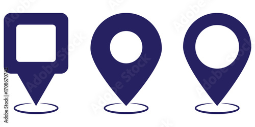 Map pin icon .Map maker. Adress pin. Flat icon set of location and map pins. Black red blue location map pin design. EPS 10
