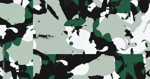 Camouflage pattern, camouflage style painted backgrounds. Uniquely designed, modern, artistic looking background created from photo fragments. Photo manipulation. Militaristic concept