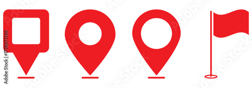 Map pin icon .Map maker. Adress pin. Flat icon set of location and map pins. Black red blue location map pin design. EPS 10
