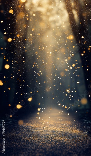 Light Beams Filter Through Trees, Creating a Magical Atmosphere With Floating...