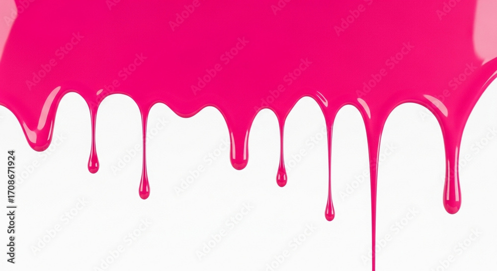 Naklejka premium An abstract image of thick fuchsia paint or syrup dripping with a reflective sheen for a glossy effect.