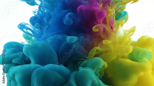 Vibrant colors swirl and mix in a cloud of liquid, creating an abstract explosion of beauty.