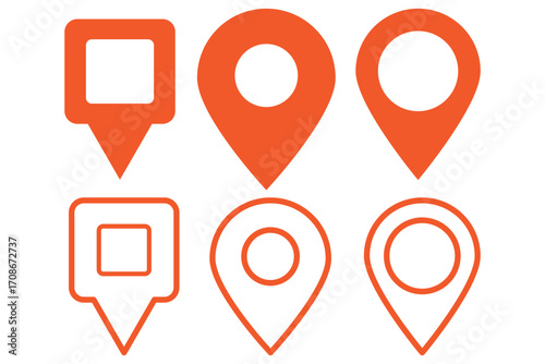 Map pin icon .Map maker. Adress pin. Flat icon set of location and map pins. Black red blue location map pin design. EPS 10