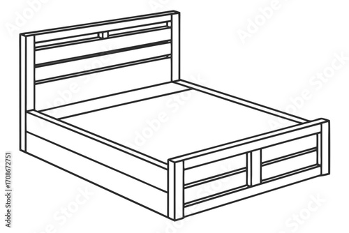 Wooden Bed Frame Line Drawing Keywords: bed, bed frame, furniture, bedroom, sleeping, mattress, home