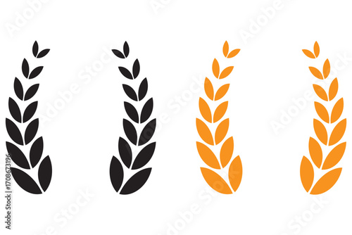 Wheat or rice icon symbol. Wheats ears icon set and wheat design. EPS 10 
