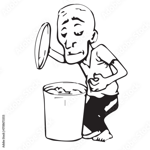 Old Man Walking with Cane Elderly Senior Citizen Illustration