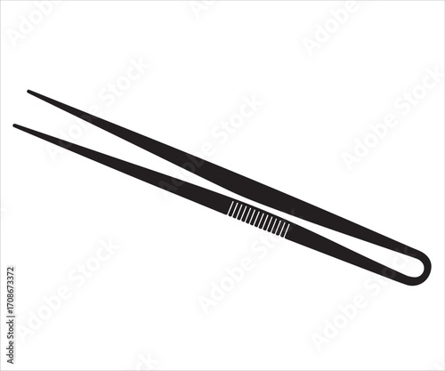 Precision tweezers black silhouette vector illustration isolated on white background